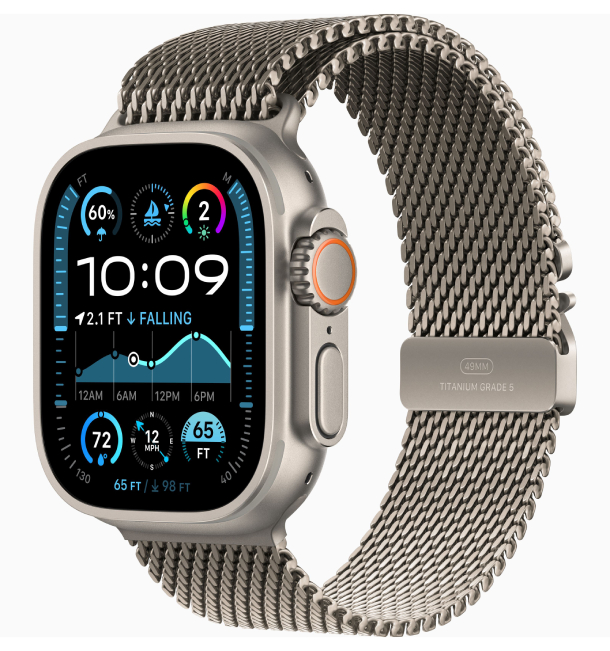 Apple Watch Ultra 2 (2024) GPS, 49 мм, корпус из бежевого титана, ремешок Milanese бежевого цвета (MX5R3) M
