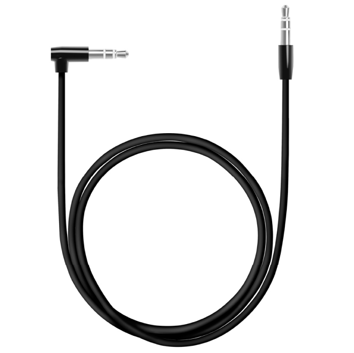 Аудиокабель Deppa AUX 3.5мм-3.5мм, нейлон, 1,2м, L-коннектор, черный, Deppa