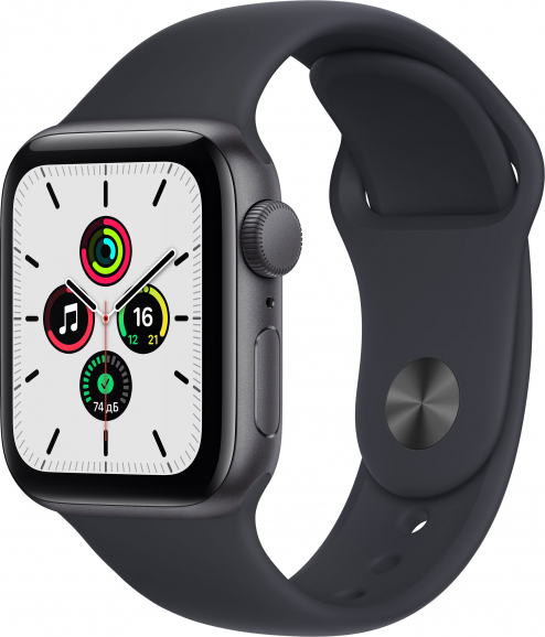 Apple Watch SE 2021, 44 мм, корпус из алюминия цвета «серый космос», спортивный ремешок цвета «тёмная ночь» (MKQ63) - Б/У Apple Watch SE 2021, 44 мм, корпус из алюминия цвета «серый космос», спортивный ремешок цвета «тёмная ночь» (MKQ63) - Б/У