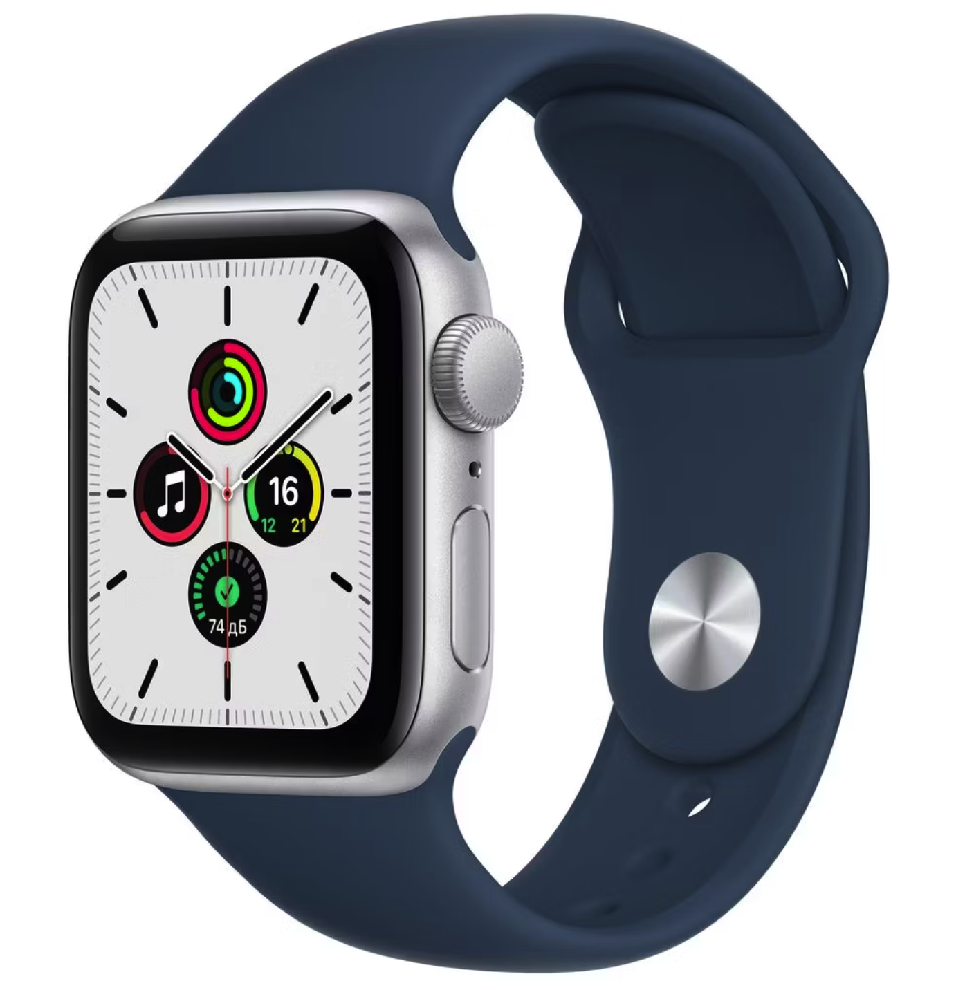 Apple Watch SE, 40 мм, (MYDM2RU/A) корпус из алюминия серебристого цвета, браслет синего цвета - Б/У