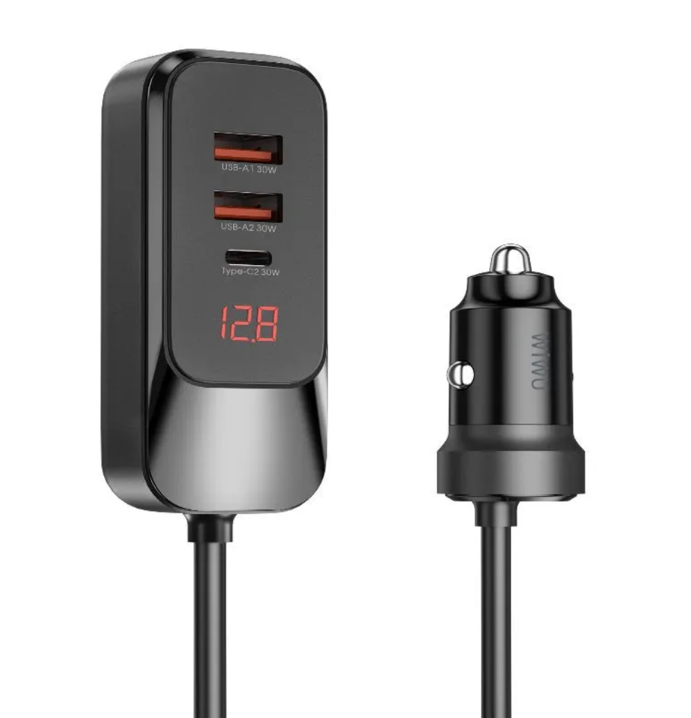 Автомобильное зарядное устройство WiWU QC014 USB-A/USB-C, 120W, черный