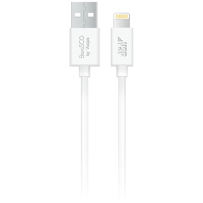 Кабель Borasco USB - 8 pin, 1м, белый