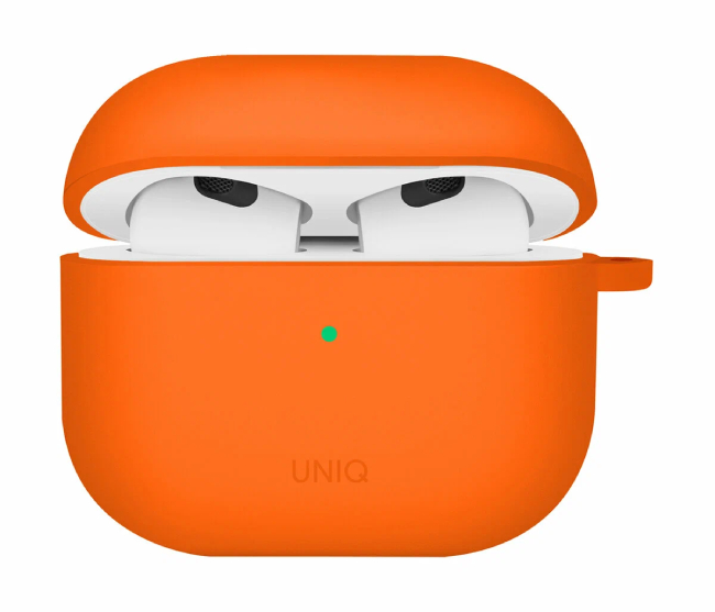 Чехол Uniq для Airpods 4 NEXO Liquid silicone +carabin +Sports ear hooks Volt Orange