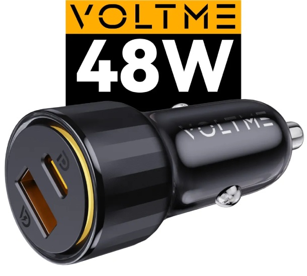 Автомобильное зарядное устройство VOLTME Cazo 48CA (48Вт W USB A + Type-C), черный