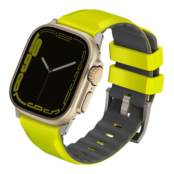 Ремешок Uniq для Apple Watch 49/45/44/42 mm Linus Airosoft silicone strap Lime Green