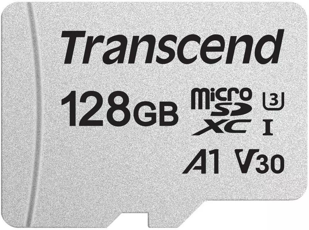 Карта памяти MicroSD 128GB Transcend 300S UHS-I U3 + SD адаптер