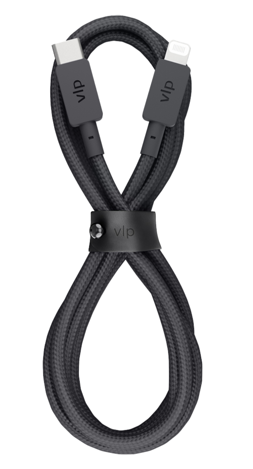 Кабель "vlp" Nylon Cable USB C - Lightning MFI, 1.2м, черный