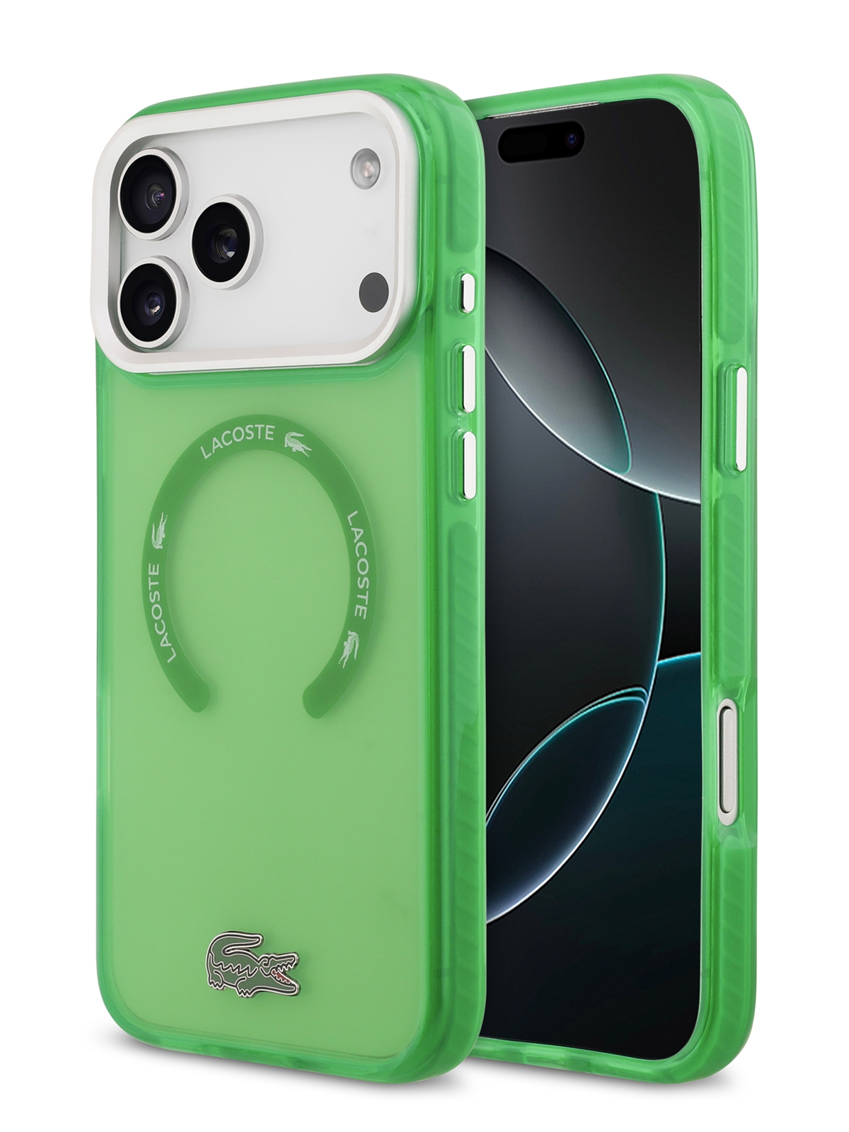 Чехол Lacoste для iPhone 17 Pro Max ShockProof Lacquer Metal logo Hard Frosted Green (MagSafe)