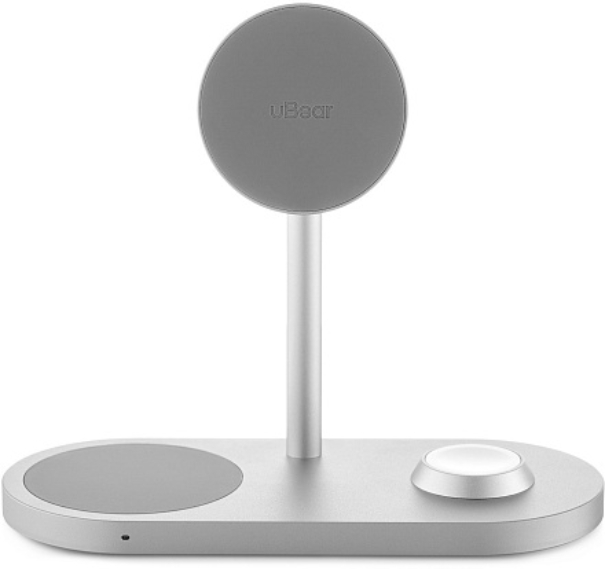 Беспроводное зарядное устройство Ubear Stage Pro 3 в 1 Magnetic, серебристый Беспроводное зарядное устройство Ubear Stage Pro 3 в 1 Magnetic, серебристый
