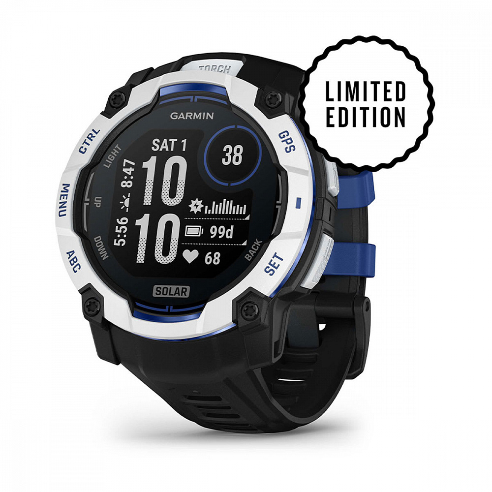 Умные часы Garmin Instinct 3 50 Amoled Black with Black/Bolt Blue Silicone
