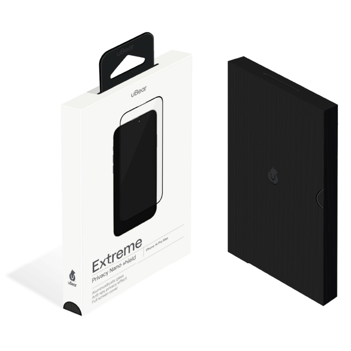 Защитное стекло uBear Extreme Nano Shield Privacy для Apple iPhone 14 Pro/15, черная рамка
