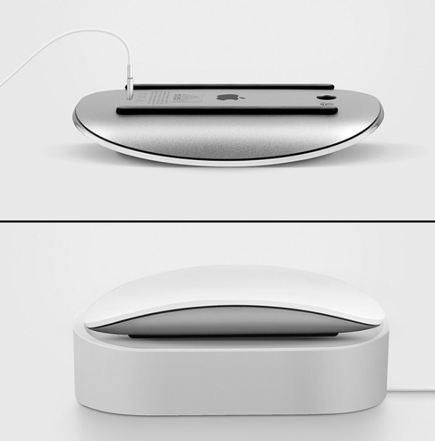 Стенд для зарядки Apple Magic Mouse Uniq NOVA silicone charging dock Light grey