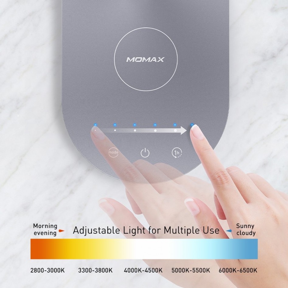 Лампа с беспроводной зарядкой Momax LED Desk Lamp with Wireless Charging Pad (Silver)