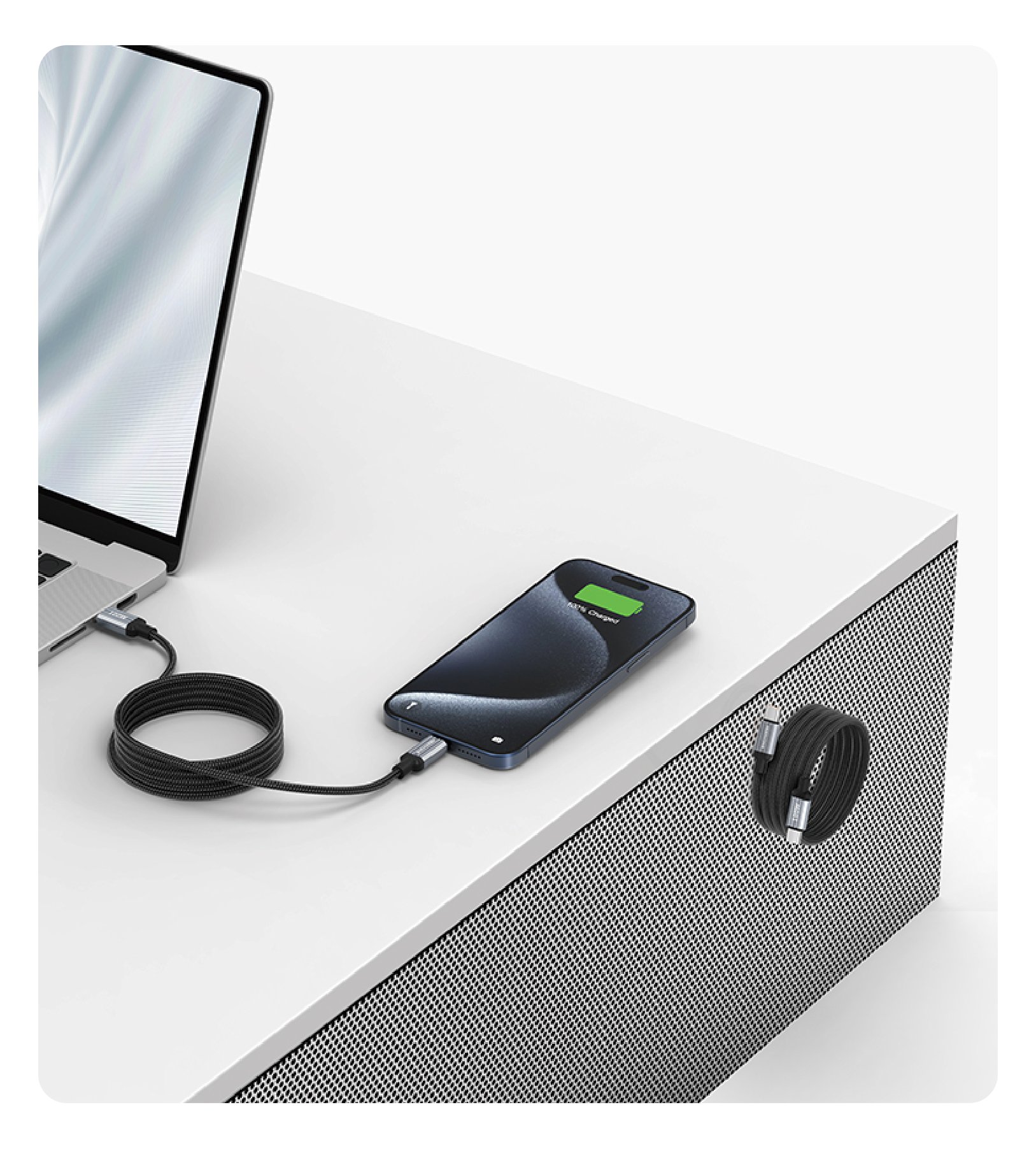 Кабель Keephone Magcoil Type-c To Type-c with self-winding Magnetic Tech (PD 100W) black (1 m)