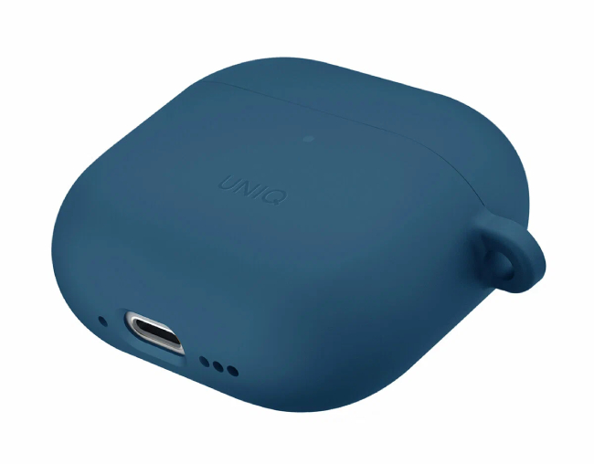 Чехол Uniq для Airpods 4 NEXO Liquid silicone +carabin +Sports ear hooks Pacific Blue