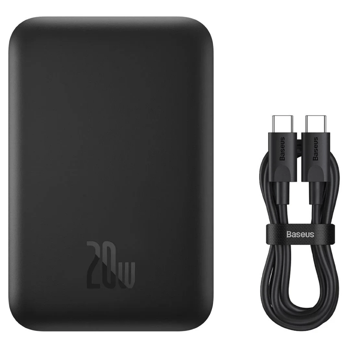 Внешний аккумулятор Baseus Magnetic Wireless Charging Power bank 6000mAh 20W Black (With Baseus Xiaobai series fast charging Cable Type-C to Type-C 60W(20V/3A) 50cm black)