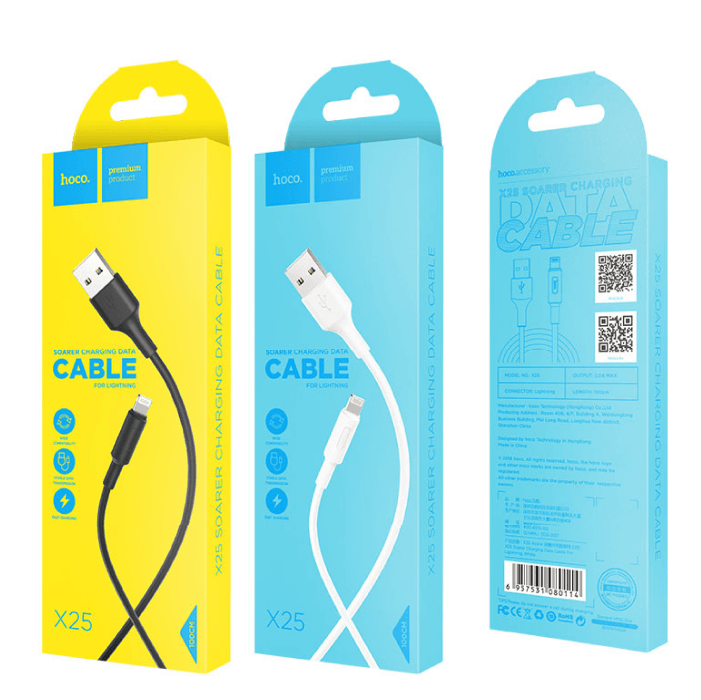 Кабель HOCO X25 Soarer Charging Data Cable USB-A->Lightning, белый