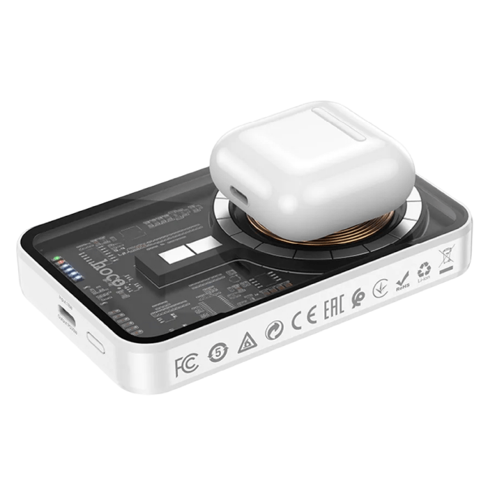 Внешний аккумулятор Hoco Q10 Transparent discovery edition PD20W magnetic fast charge power bank (5000 mAh) White