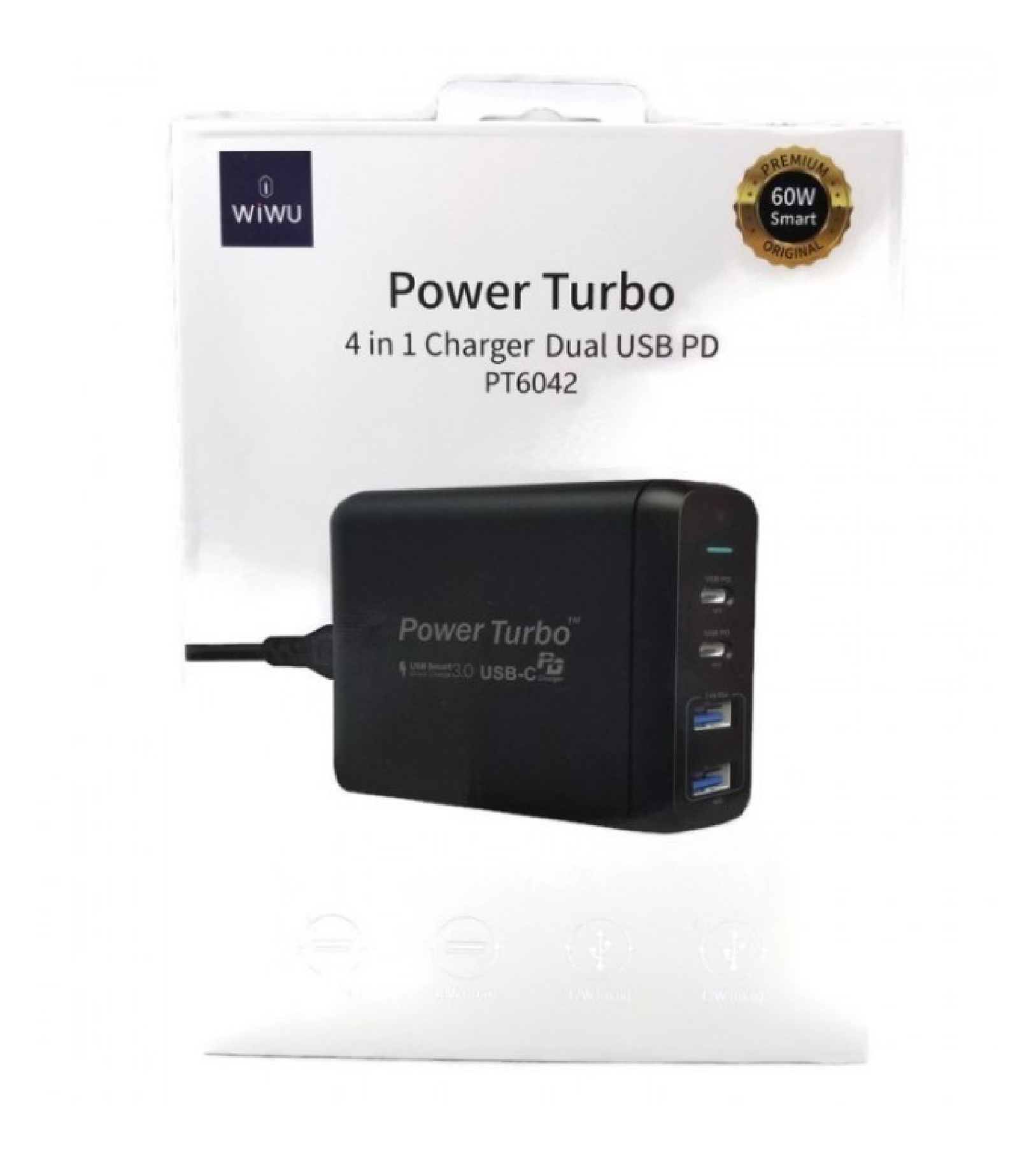 Сетевое зарядное устройство WiWu POWER TURBO PT6042 60W 4 in 1