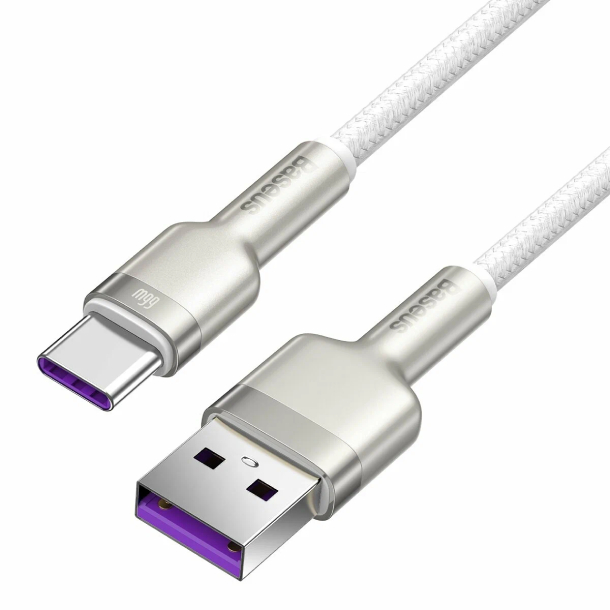Кабель Baseus Cafule Series Metal Data Cable USB-A to Type-C PD 66W, белый