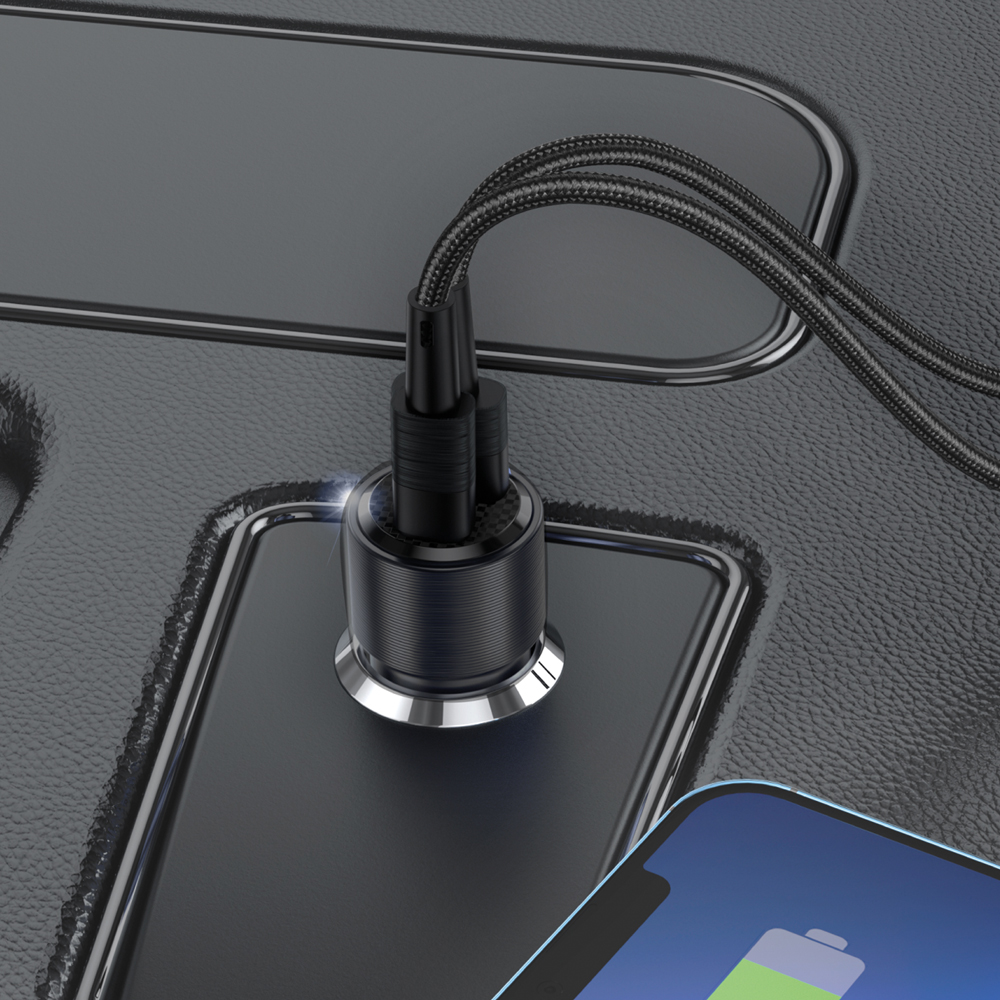 Автомобильное зарядное устройство Deppa Crystal USB-A->USB-С, 95W, черный