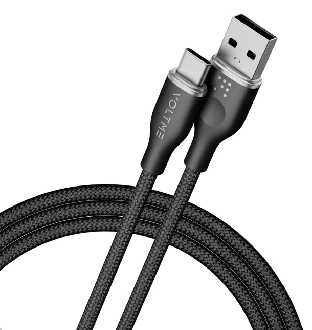 Кабель USB2.0 AC318 VOLTME RUGG USB A+Type-C 3A 60 Вт 1.8м Нейлон 60W, черный