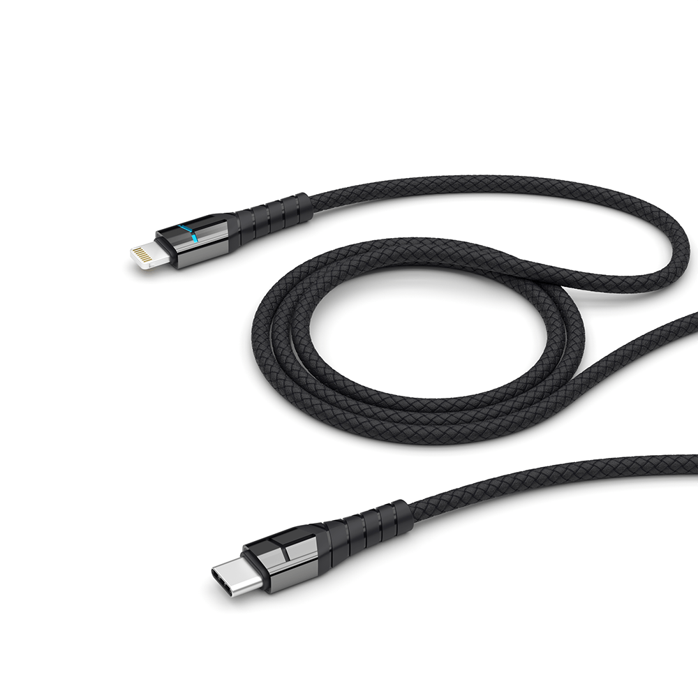 Кабель LED Deppa USB-C – Lightning, 1.2м, черный