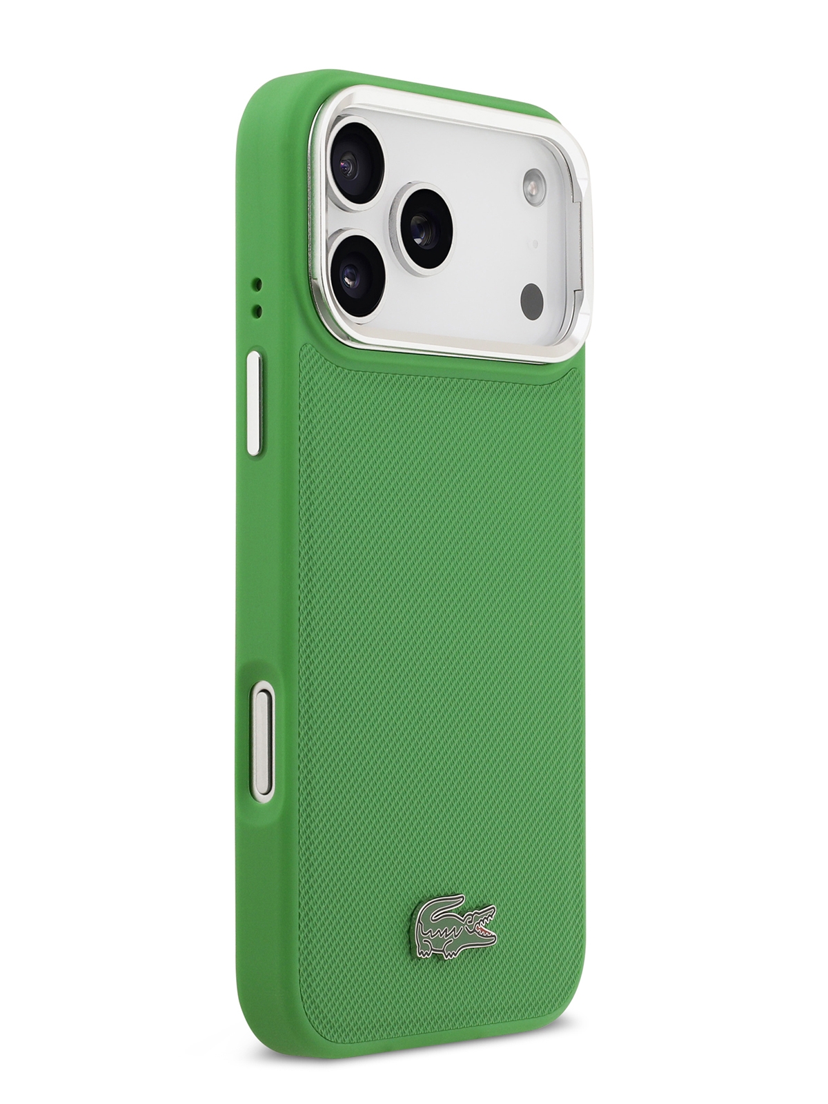 Чехол Lacoste для iPhone 17 Pro PVC Lacquer Metal logo with Camera Stand Hard Estragon (MagSafe