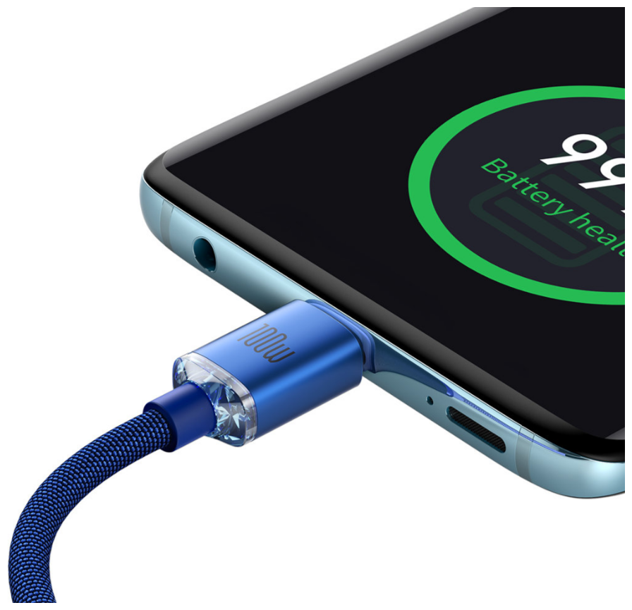 Кабель USB Baseus Crystal Shine Series Fast Charging 100W USB-A to Type-C, синий