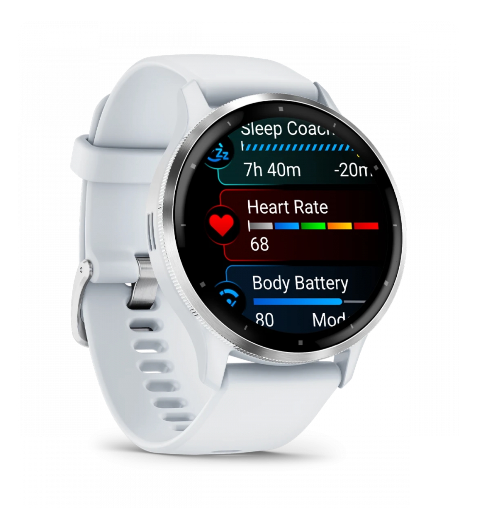 Умные часы Garmin Venu 3 Silver Stainless Steel Bezel with Whitestone Case and Silicone Band