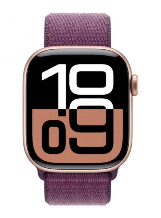 Apple Watch Series 10 GPS 46 мм, корпус из алюминия цвета «розовое золото», спортивный браслет цвета «Plum» (MWWV3)