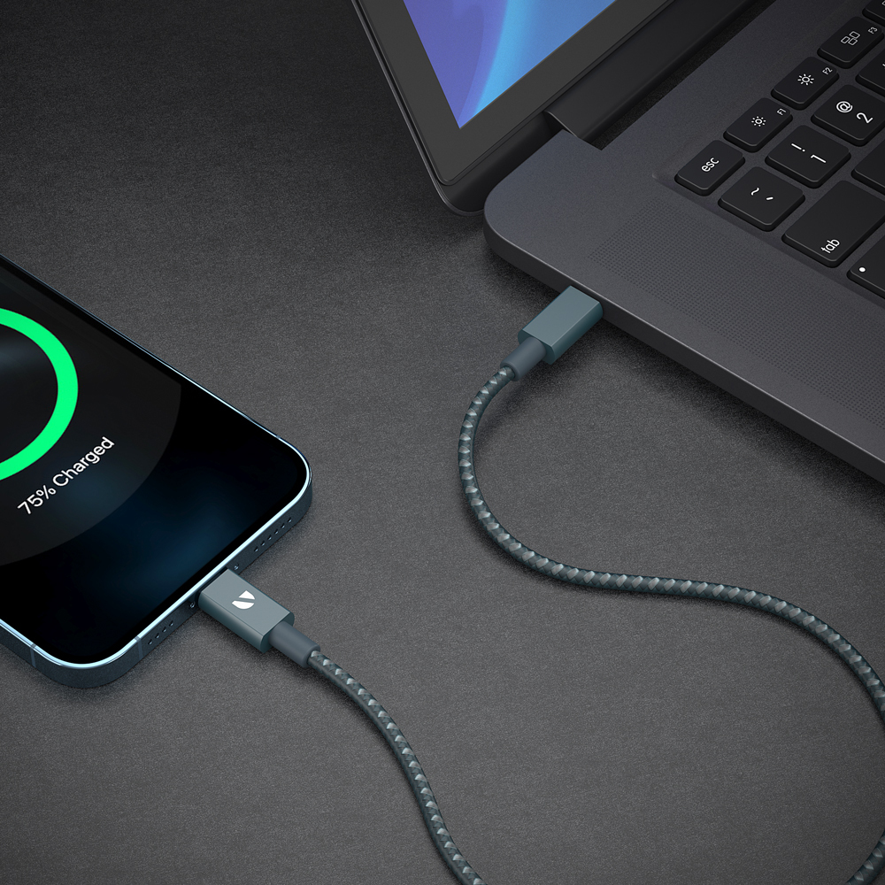 Кабель Deppa USB-C – Lightning, MFI, алюминий/нейлон, 1.2м, графит