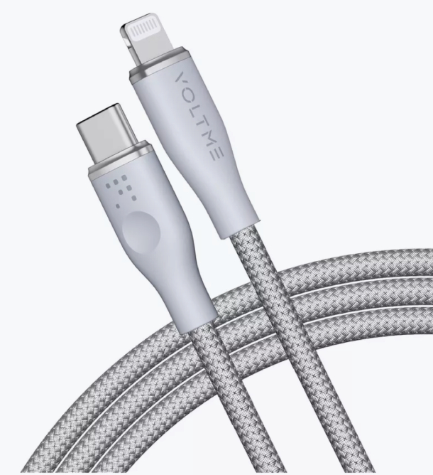 Кабель USB2.0 CL312 VOLTME RUGG USB C+Lighting 3A 1.2м Нейлон 60W, серый