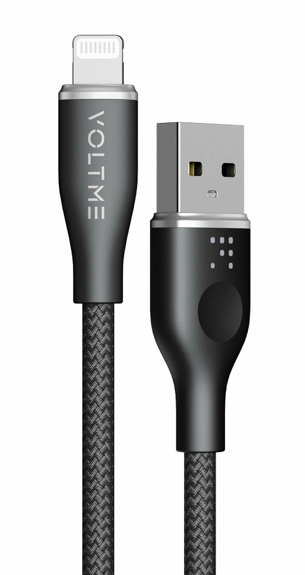 Кабель USB2.0 AL312 VOLTME RUGG USB A+Lighting 3A 30 Вт 1.2м 30W, Нейлон, Черный