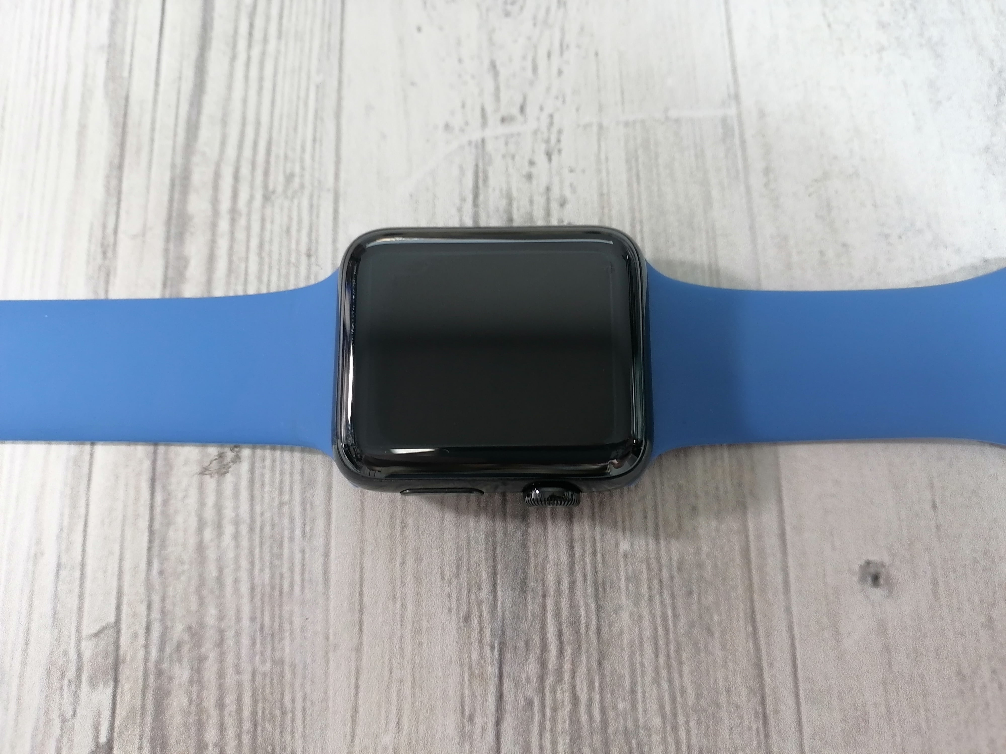 Apple Watch Series 2, 42мм, черная сталь + сапфир спортивный ремешок чёрного цвета - Б/У