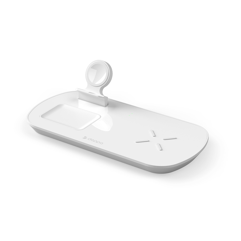 Зарядная станция Deppa 3 в 1: iPhone, Apple Watch, Airpods, 17.5W, белая Зарядная станция Deppa 3 в 1: iPhone, Apple Watch, Airpods, 17.5W, белая