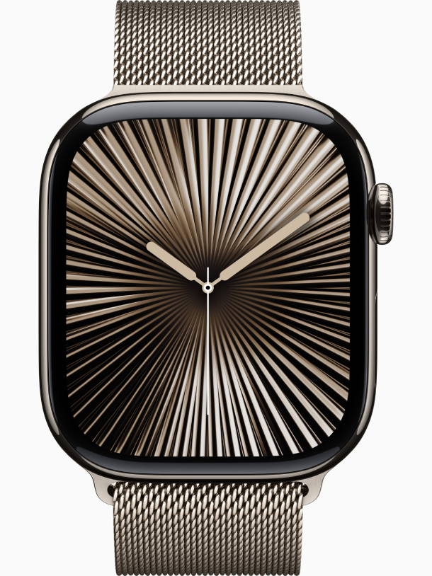 Apple Watch Series 10 GPS 46 mm, Natural Titanium Case with Stainless Steel Milanese Loop M/L (MWYC3)