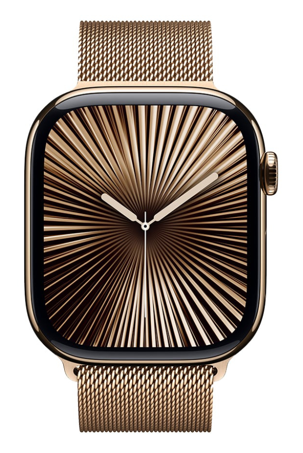 Apple Watch Series 10 GPS 46 mm, Gold Titanium Case with Stainless Steel Milanese Loop M/L (MX003)