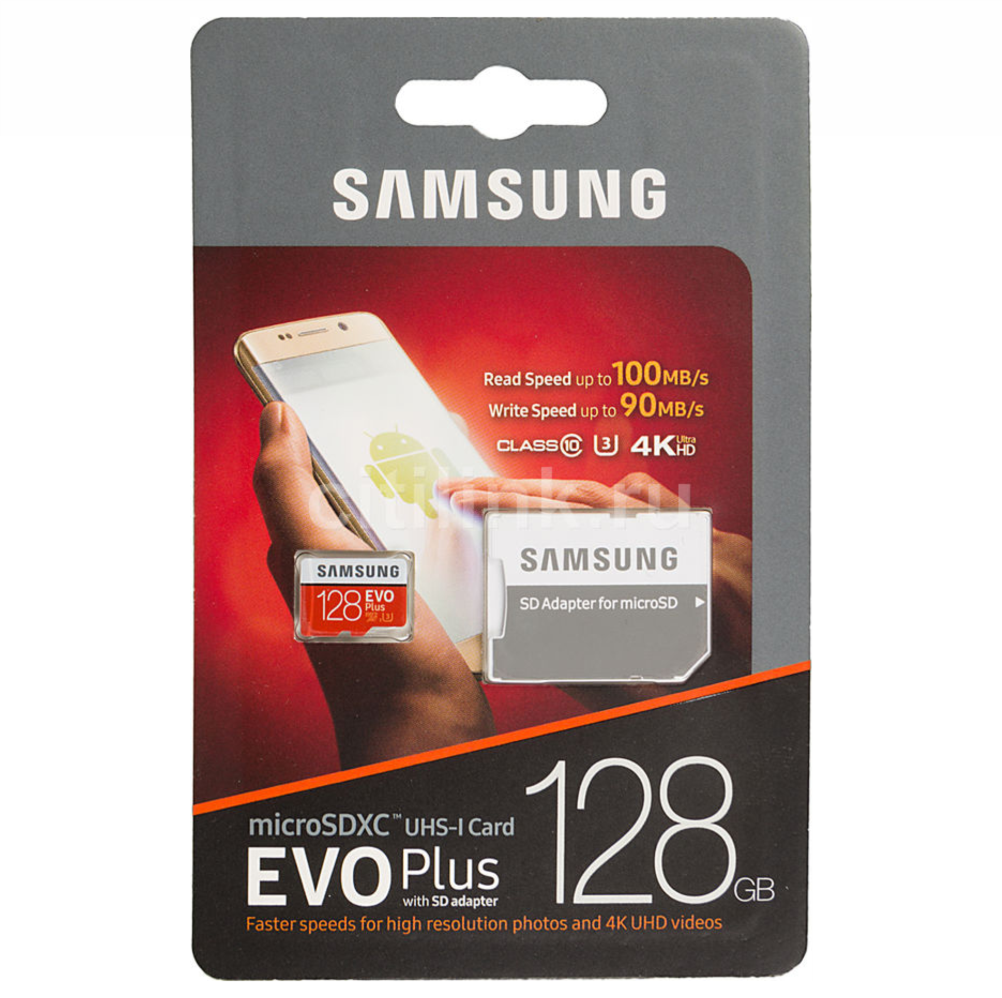 Карта памяти microSDXC UHS-I U3 Samsung EVO PLUS 2 128Gb 100Мб/с Class 10 с переходником SD MB-MC128GA/RU