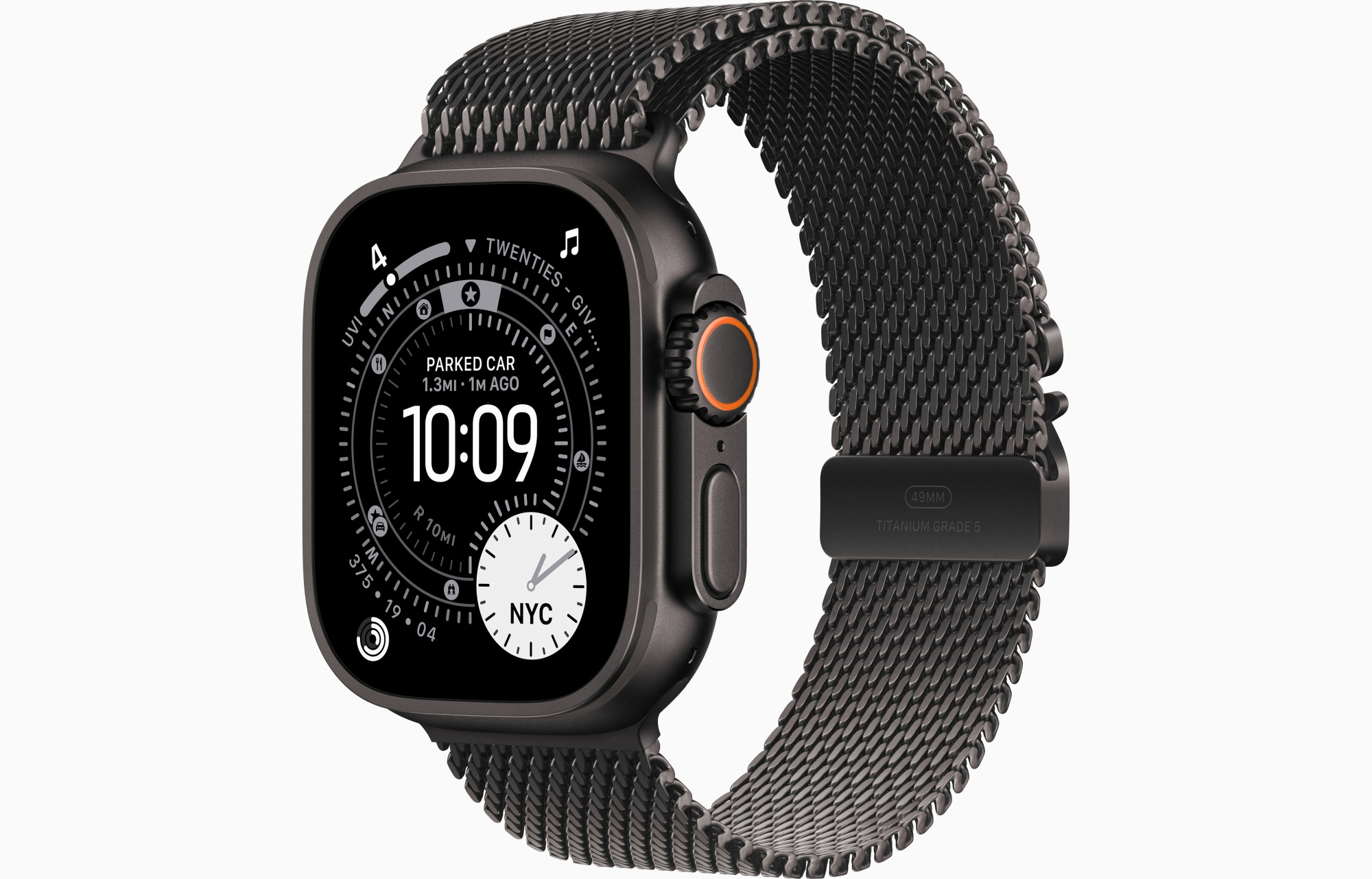 Apple Watch Ultra 3 GPS, 49 мм, корпус из черного титана, ремешок Milanese цвета Black M (MF1Q4)