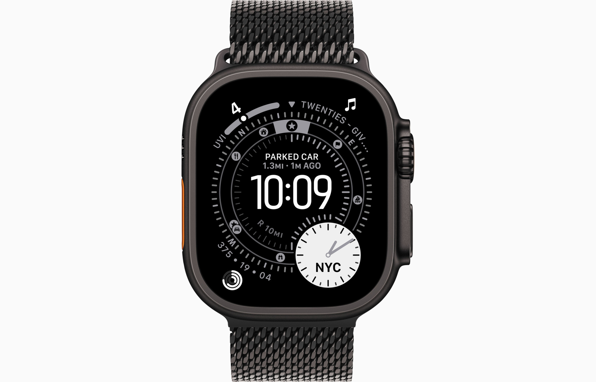 Apple Watch Ultra 3 GPS, 49 мм, корпус из черного титана, ремешок Milanese цвета Black M (MF1Q4)