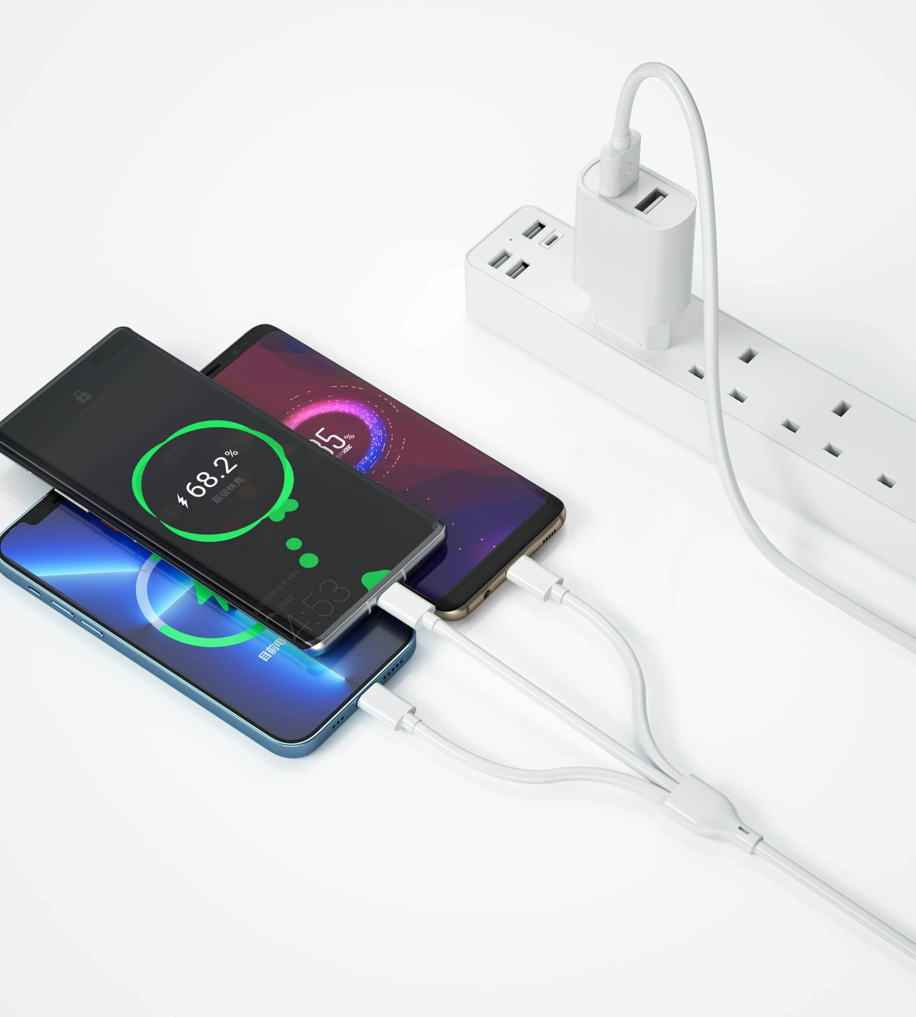 Сетевое зарядное устройство WiWU U003 2xUSB-A + кабель 3in1 Белый Сетевое зарядное устройство WiWU U003 2xUSB-A + кабель 3in1 Белый